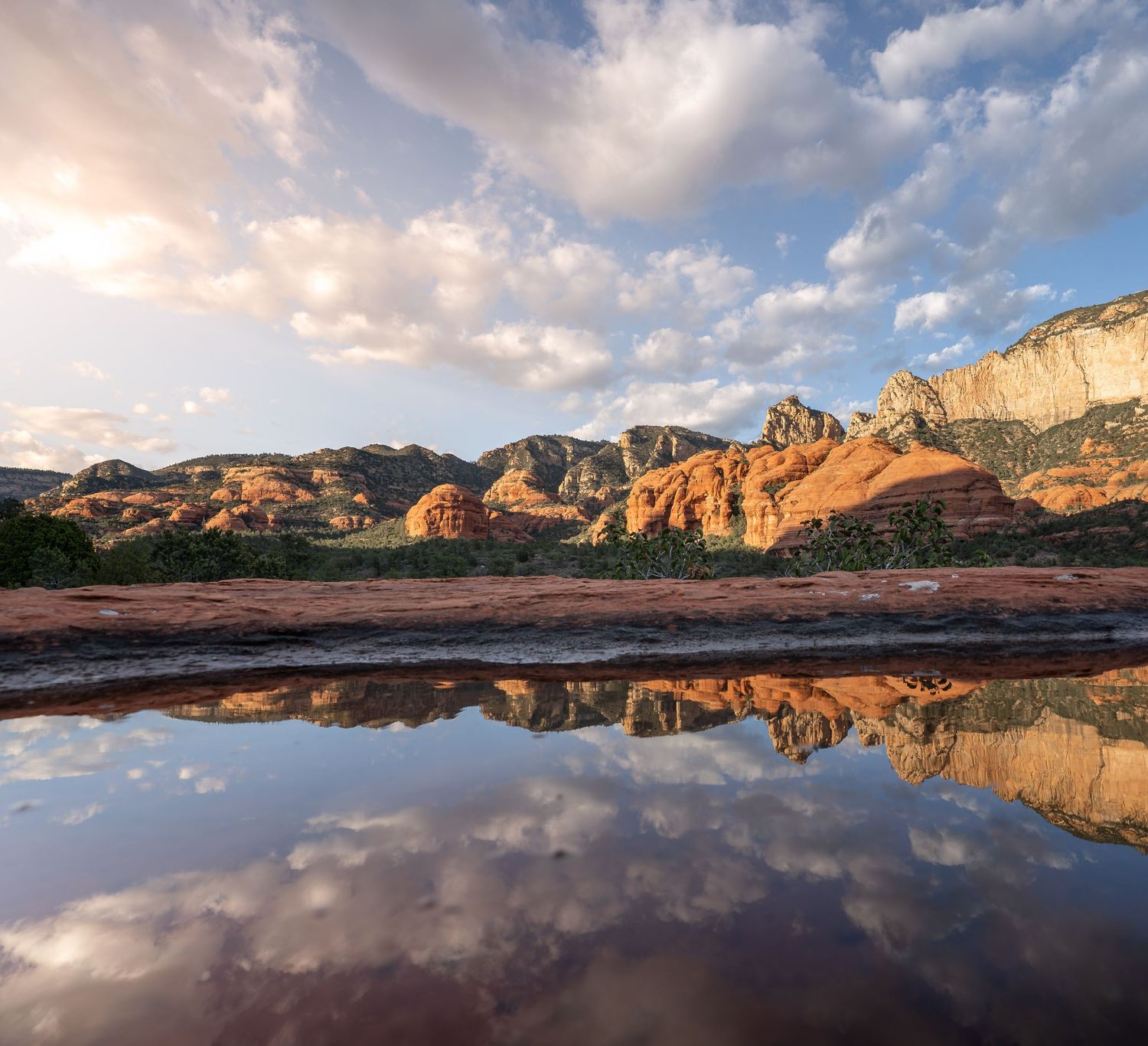 A sunset reflection in Loy Canyon, Sedona, AZ.
