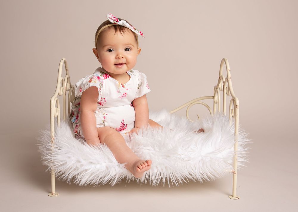 Sitting baby milestone photography