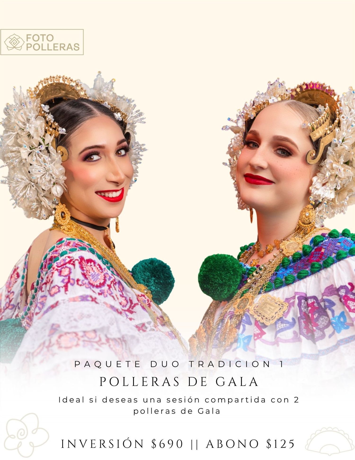 mujer con una pollera blanca de organza y tembleques de colores en atardecer en el casco antiguo