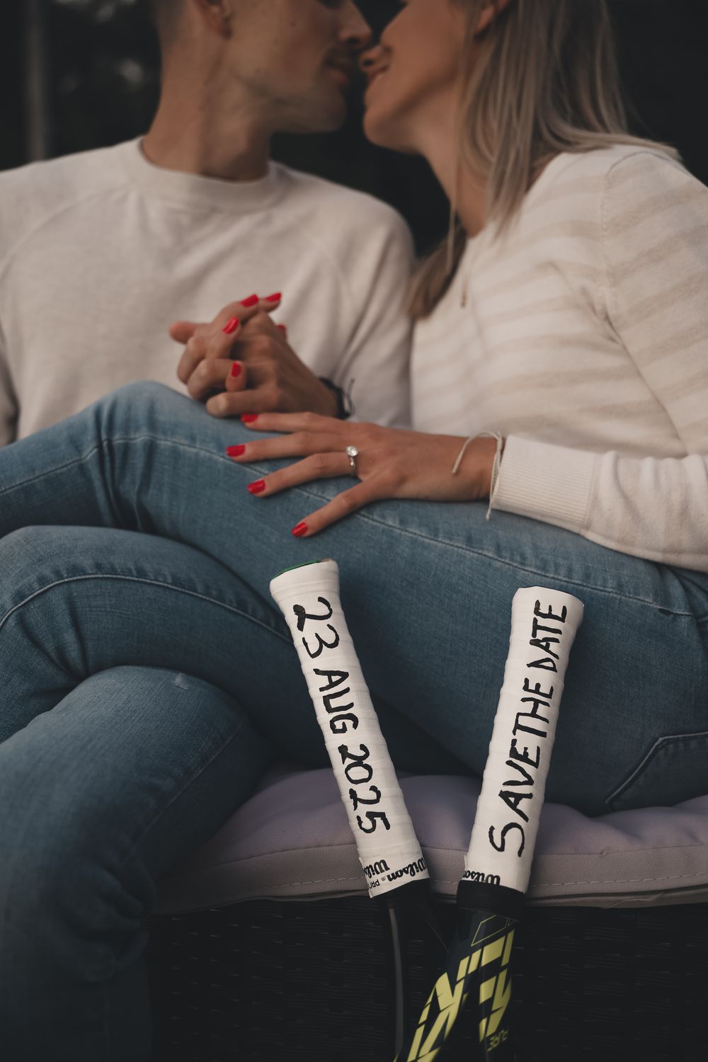 A playful engagement session: love means nothing in tennis but everything to them! Save the date at Harvest Moon Venue, Ashland Ohio.