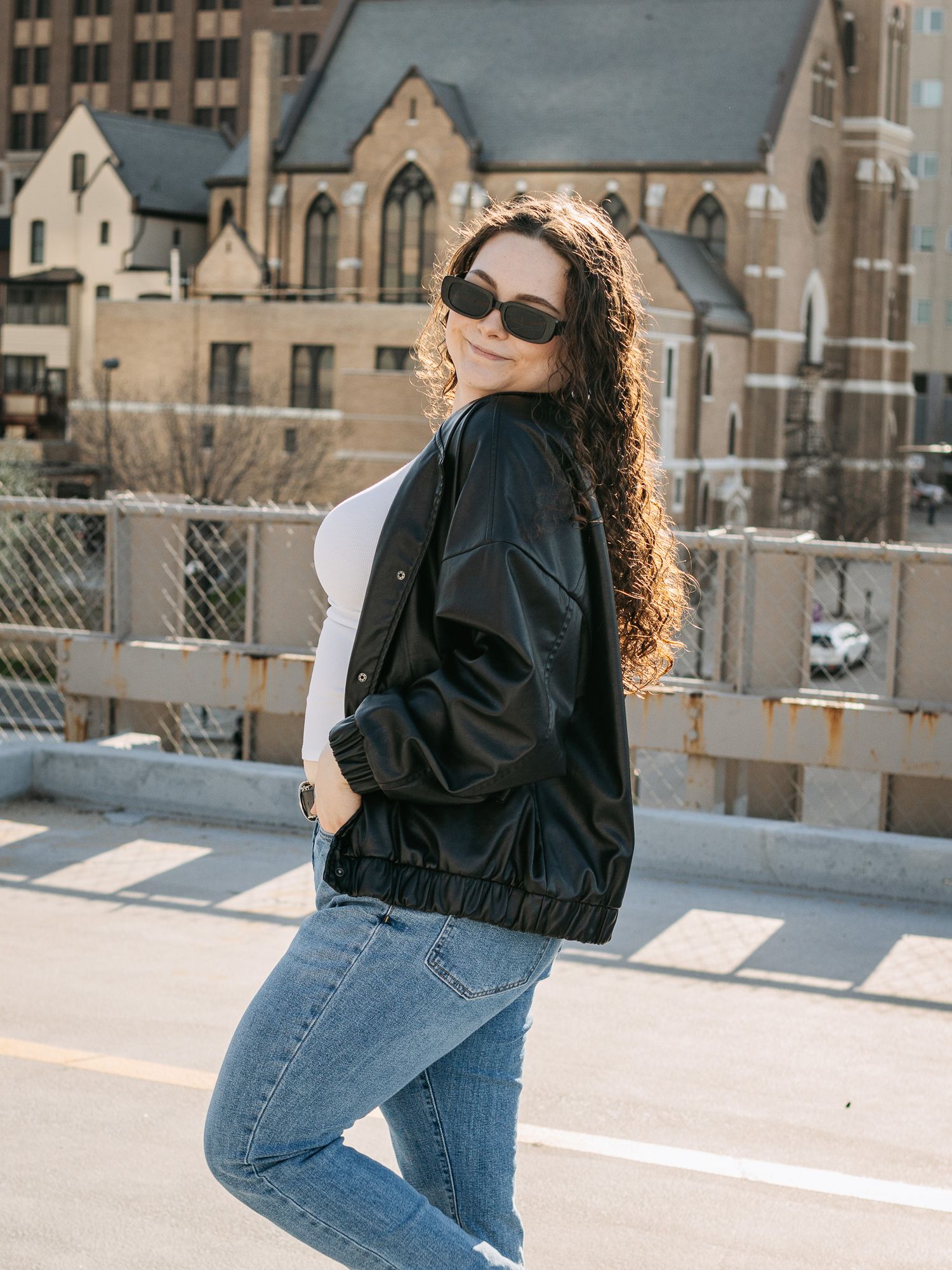 Stylish photo of women in downtown