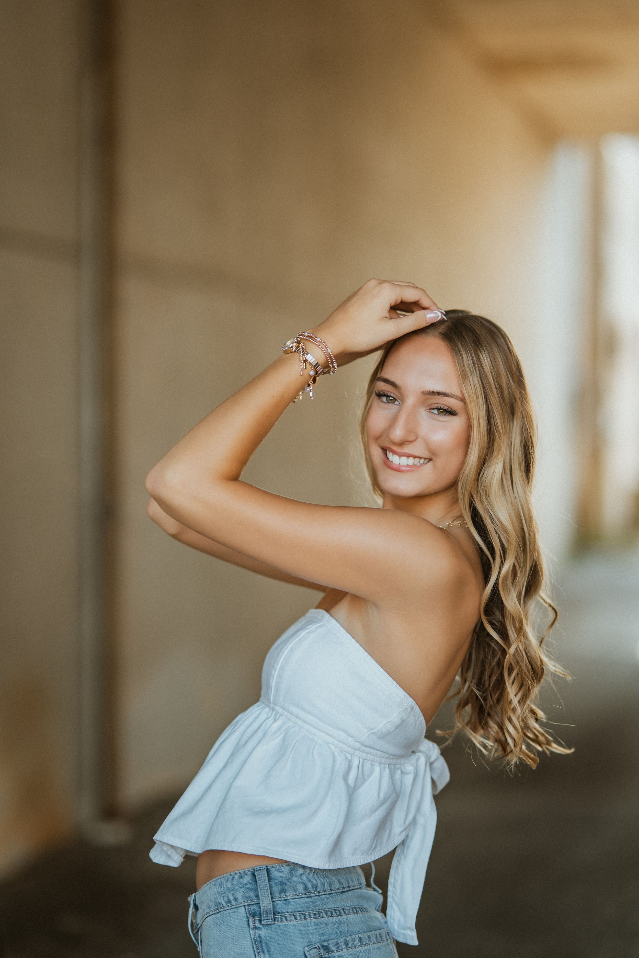 South Haven, Michigan Senior session. Girl. Downtown.