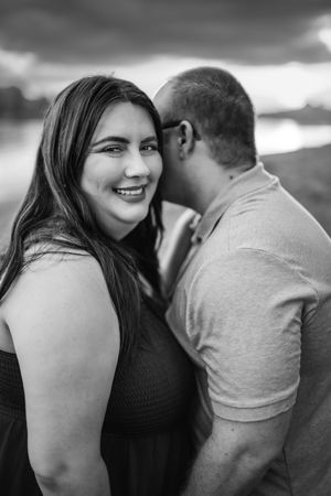 Black and white intimate portrait series capturing tender romantic moments between a couple.