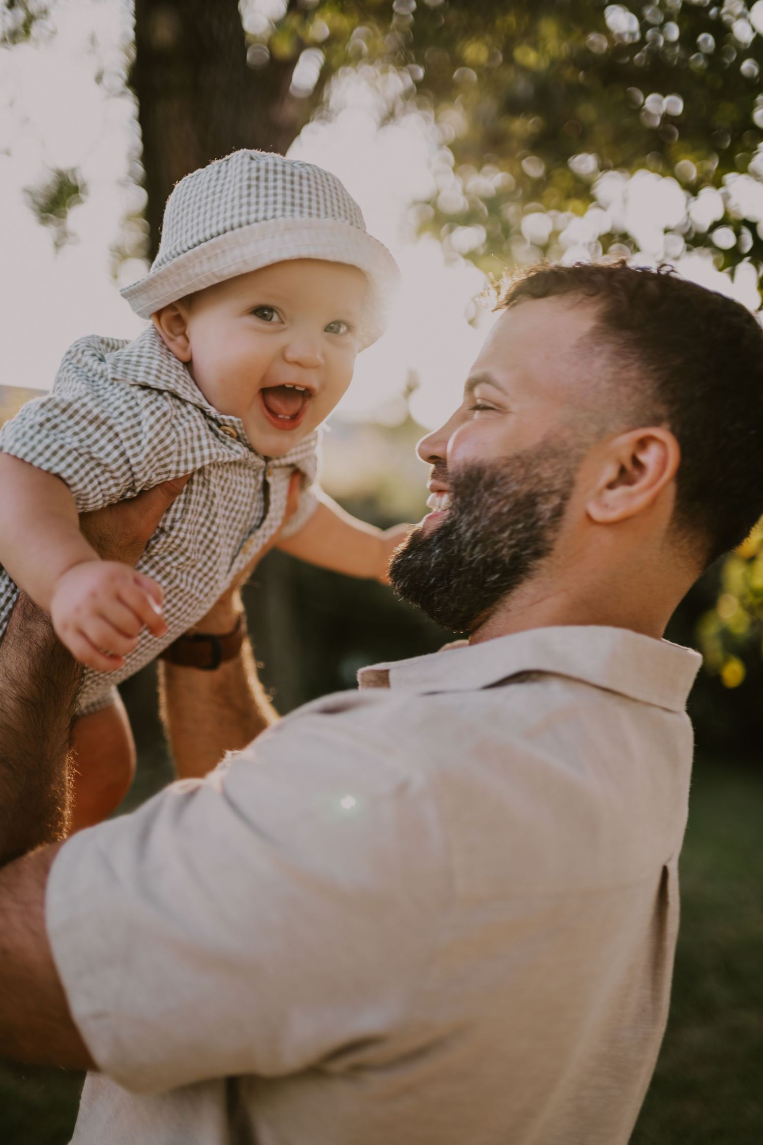 Joyful outdoor moment captured in golden sunlight.