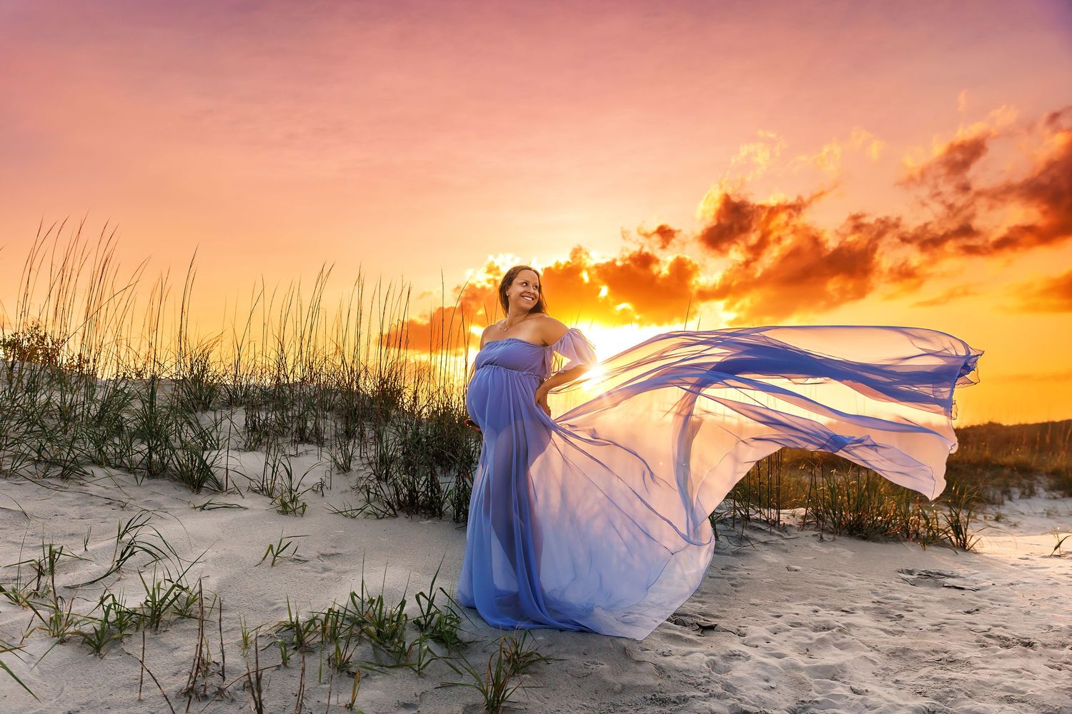 Flowing yellow dress movement photographs against rustic wooden fence backdrop.