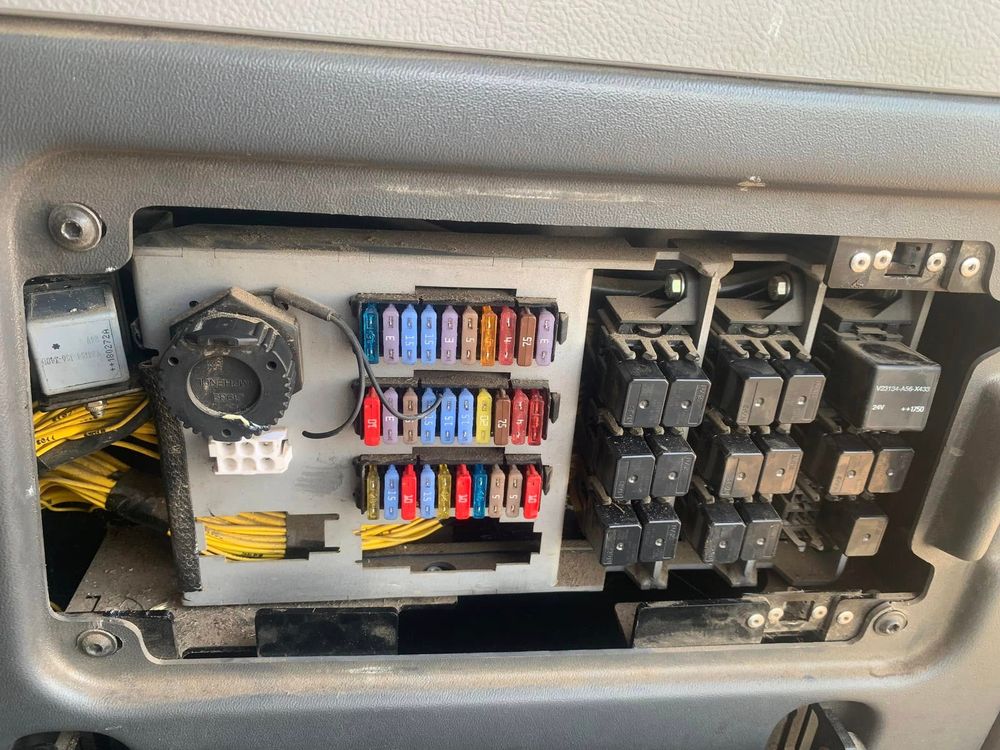 Plant machinery fuse box inspected during electrical fault diagnosis