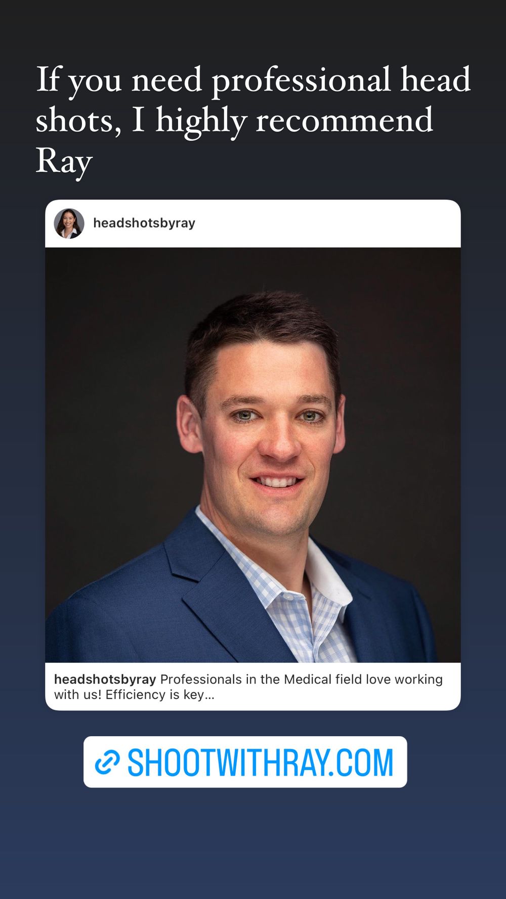 Professional headshot of a man in a blue blazer, recommended by headshotsbyray,