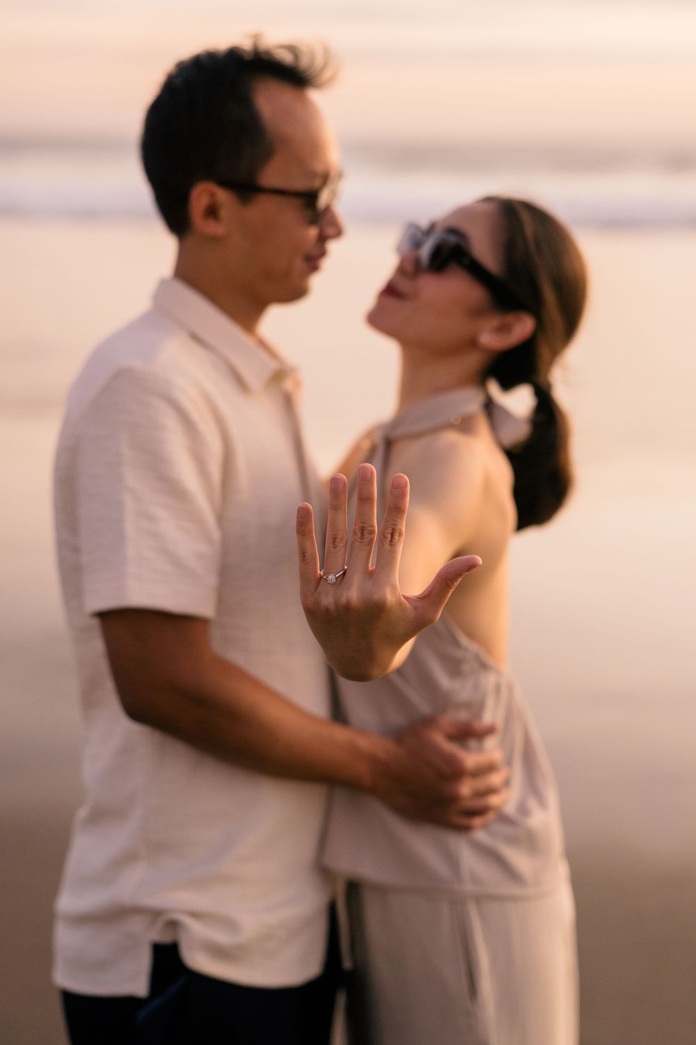 Professional proposal photographer at Petitenget Beach.