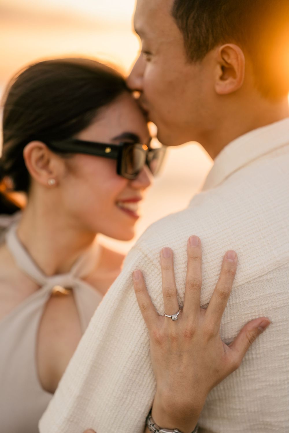 Sunset engagement photography at Petitenget Beach.