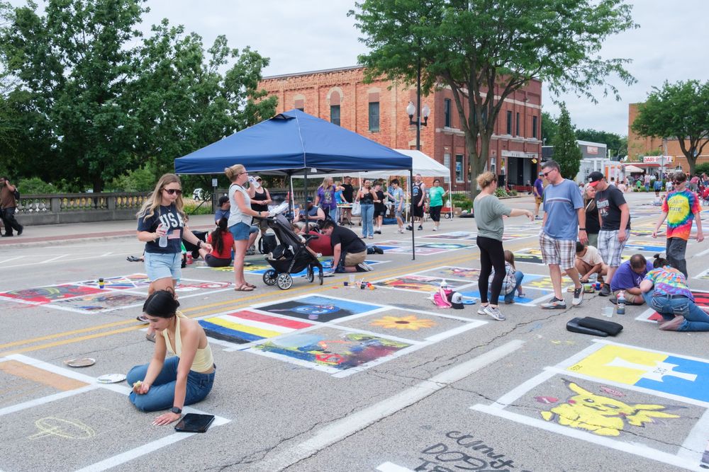 Attendees of Belvidere Heritage Days in Belvidere, IL participate in Paint On State in the downtown area. Saturday, June 27, 2026.