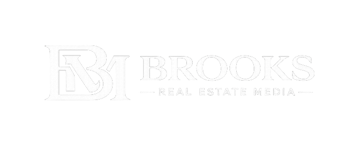 Brooks Real Estate Media logo in white on a transparent background.