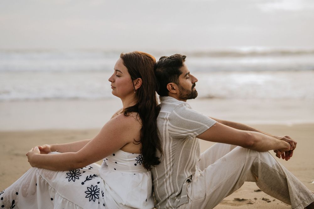 Romantic couple photoshoot on Petitenget Beach in Seminyak.