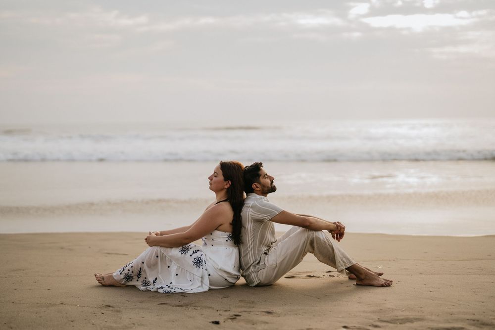 Romantic couple photoshoot on Petitenget Beach in Seminyak.