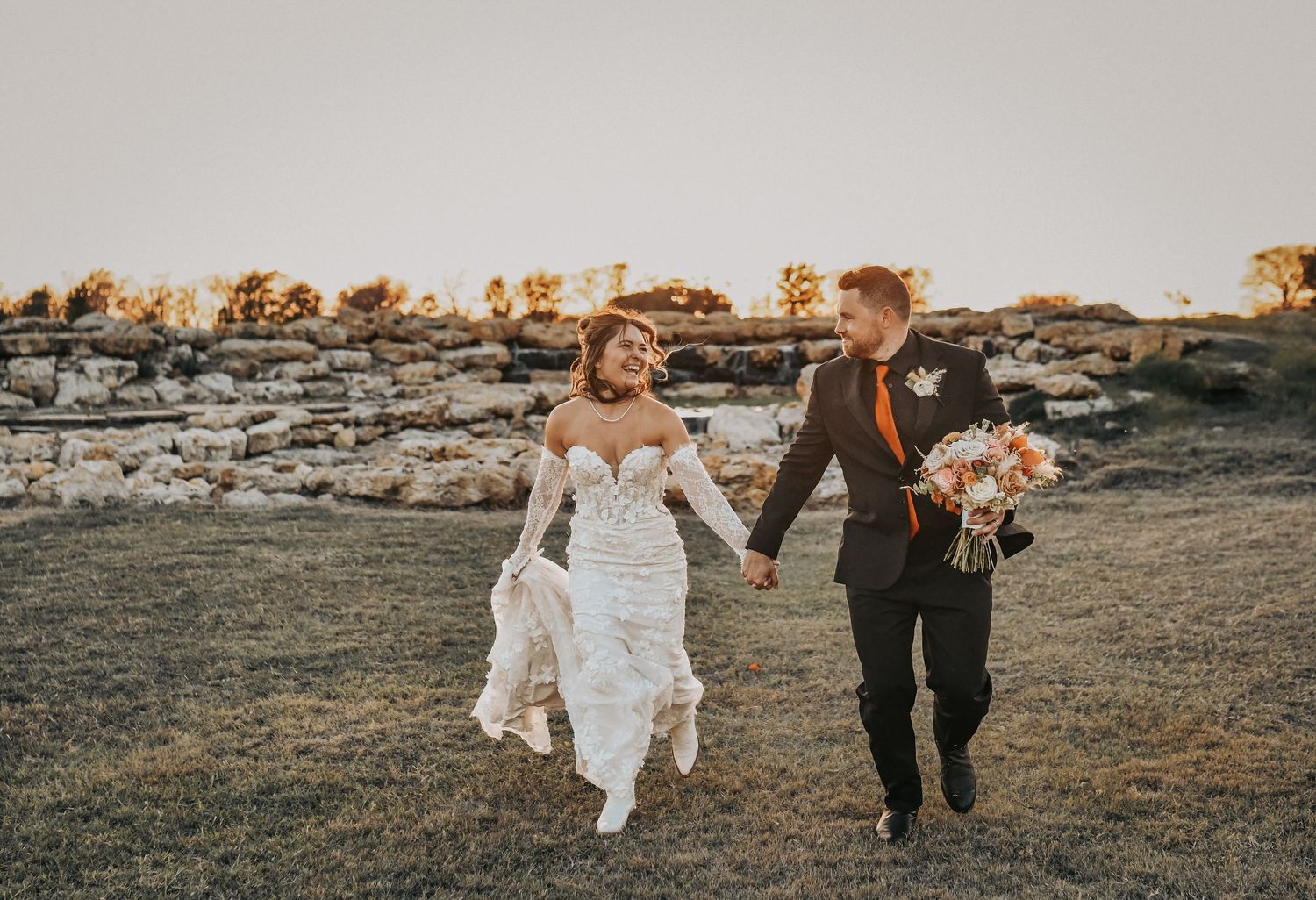 Bride and groom photographed together at Lucky Spur Ranch