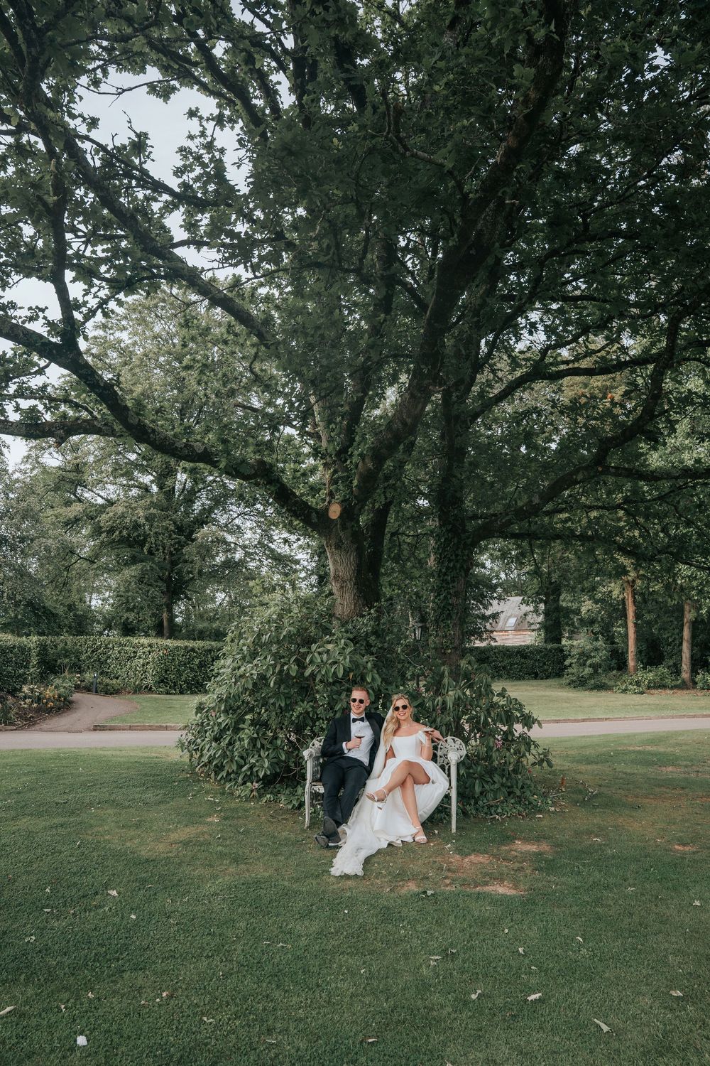 Bride and Groom enjoying espresso martini's at their Devon Wedding