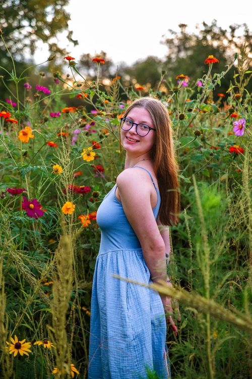 High school senior posing outdoors during a senior photography session in St. Marys, Ohio