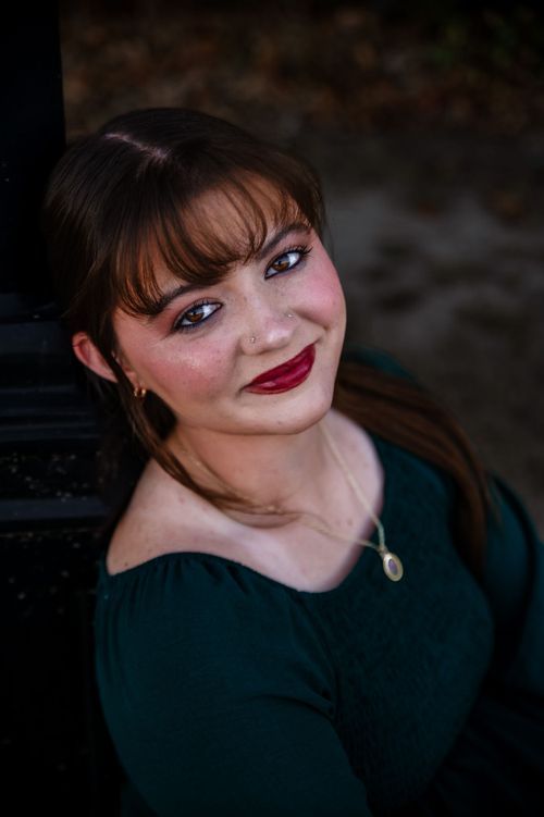 High school senior posing outdoors during a senior photography session in St. Marys, Ohio