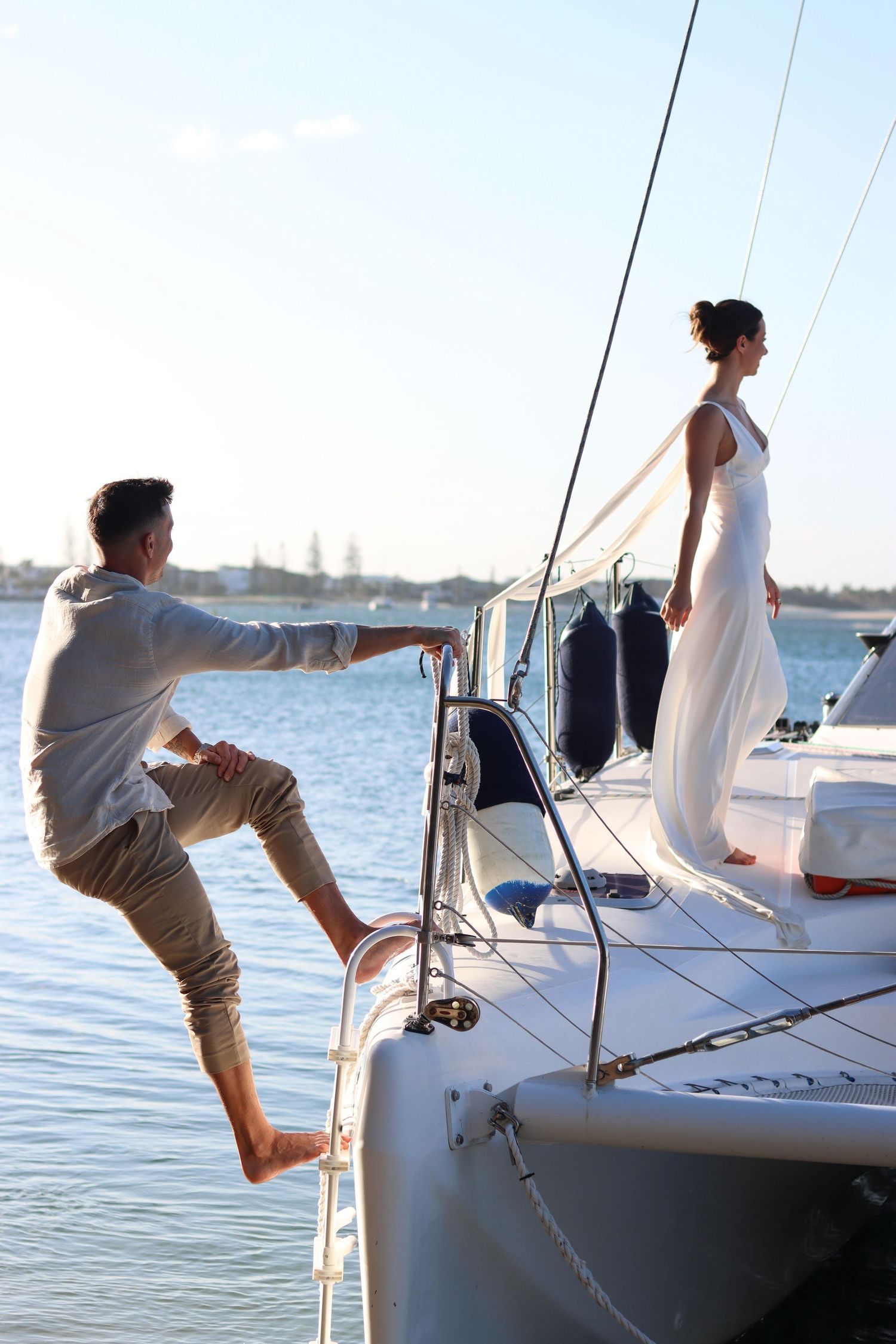 Gold Coast wedding photographer, sailboat, Naveh photography, Best gold coast photographer, engagement, couple shoot, catamaran, tweed coast