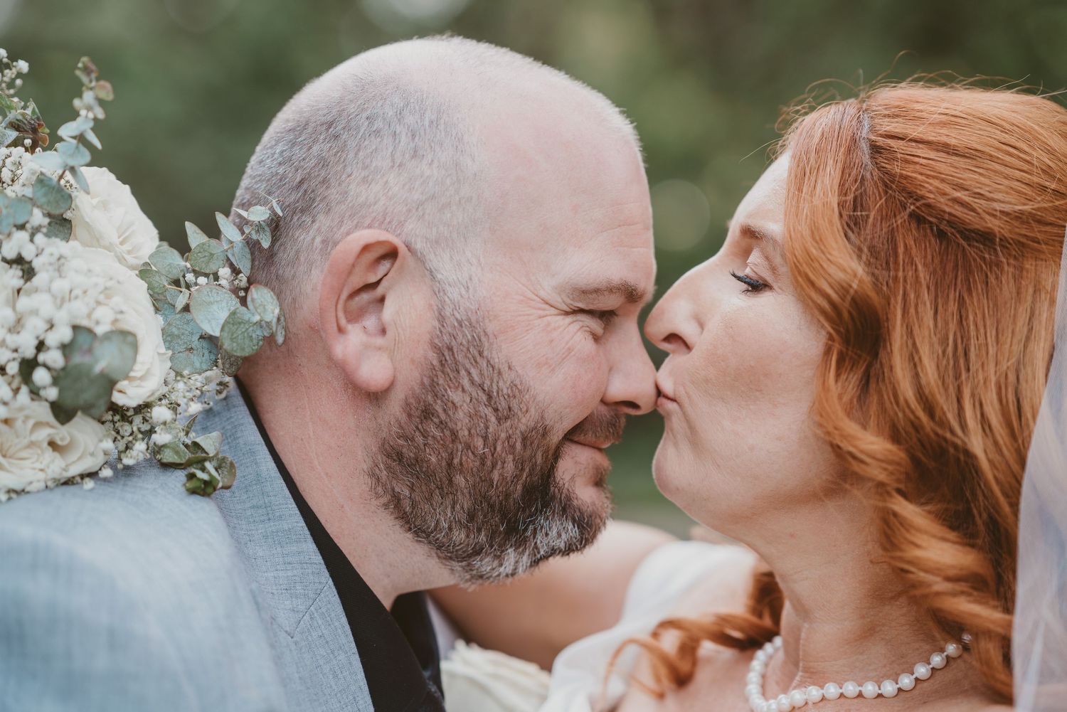 Close-up of the couple about to kiss - intimate elopement portrait, Wollongong elopement photographer