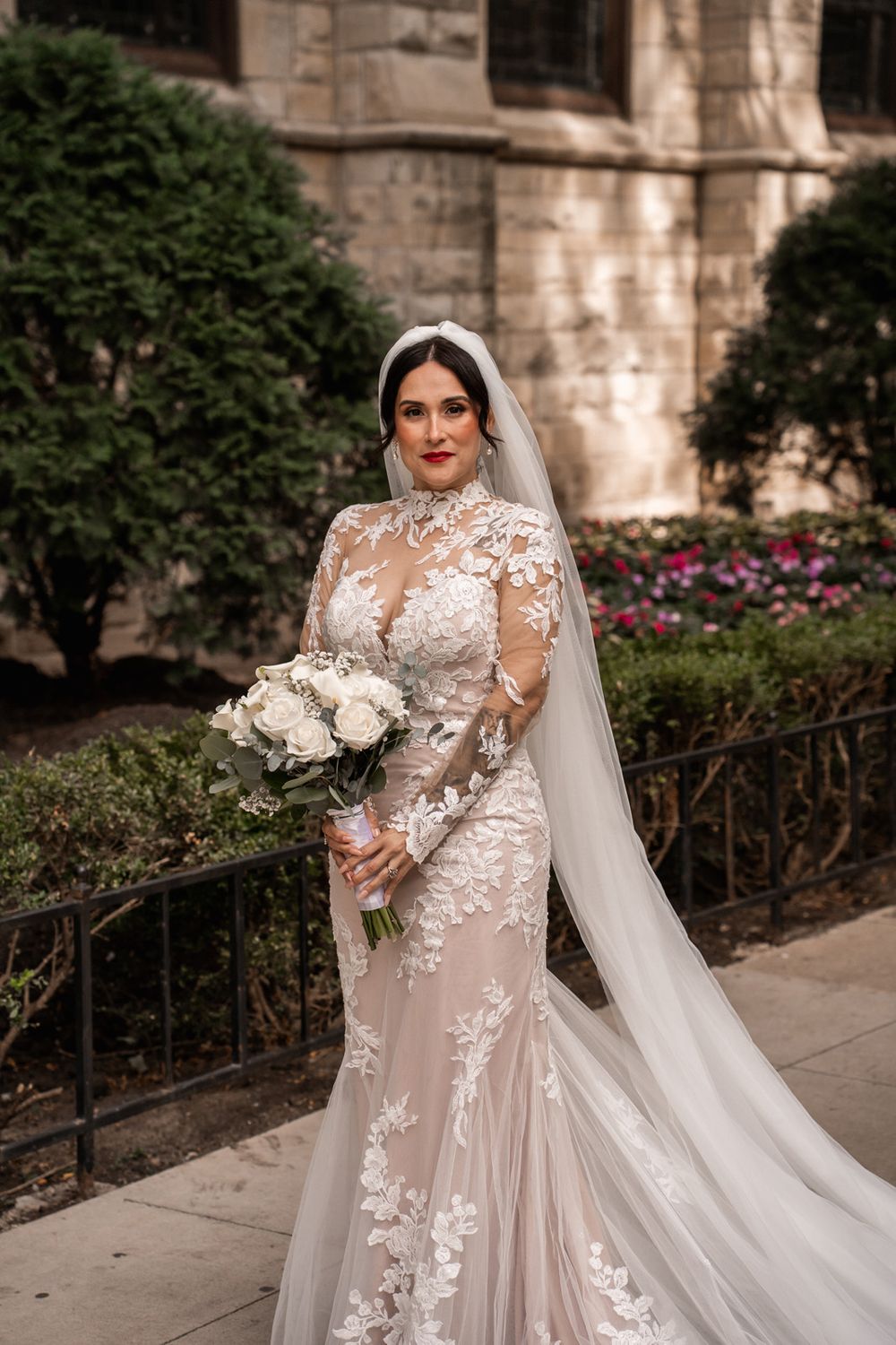 Vintage wedding ceremony at Holy Name Cathedral in Chicago, Illinois.
