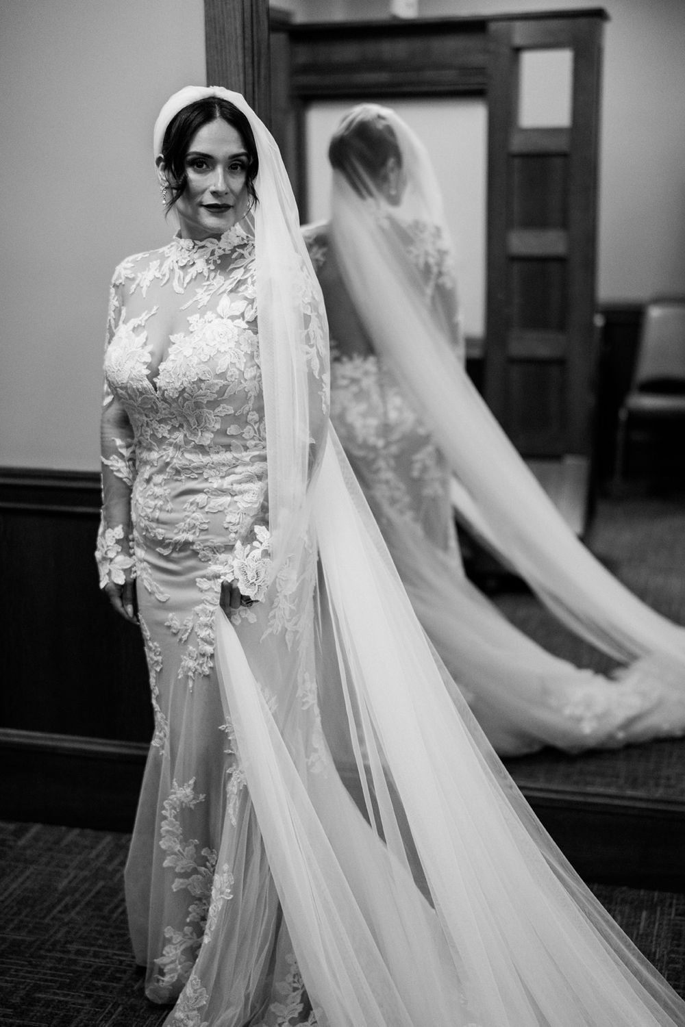 Vintage wedding ceremony at Holy Name Cathedral in Chicago, Illinois.