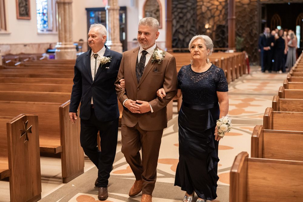 Vintage wedding ceremony at Holy Name Cathedral in Chicago, Illinois.