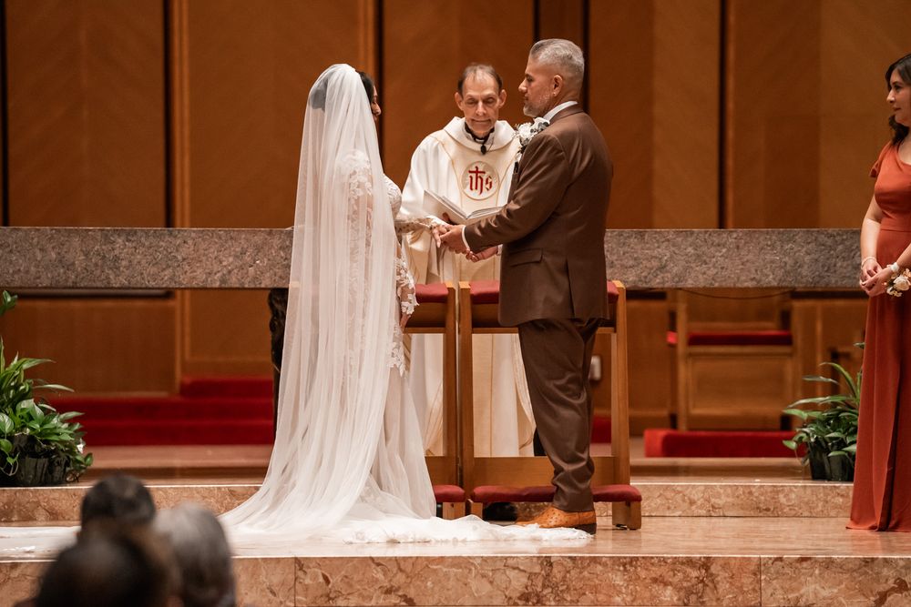 Vintage wedding ceremony at Holy Name Cathedral in Chicago, Illinois.