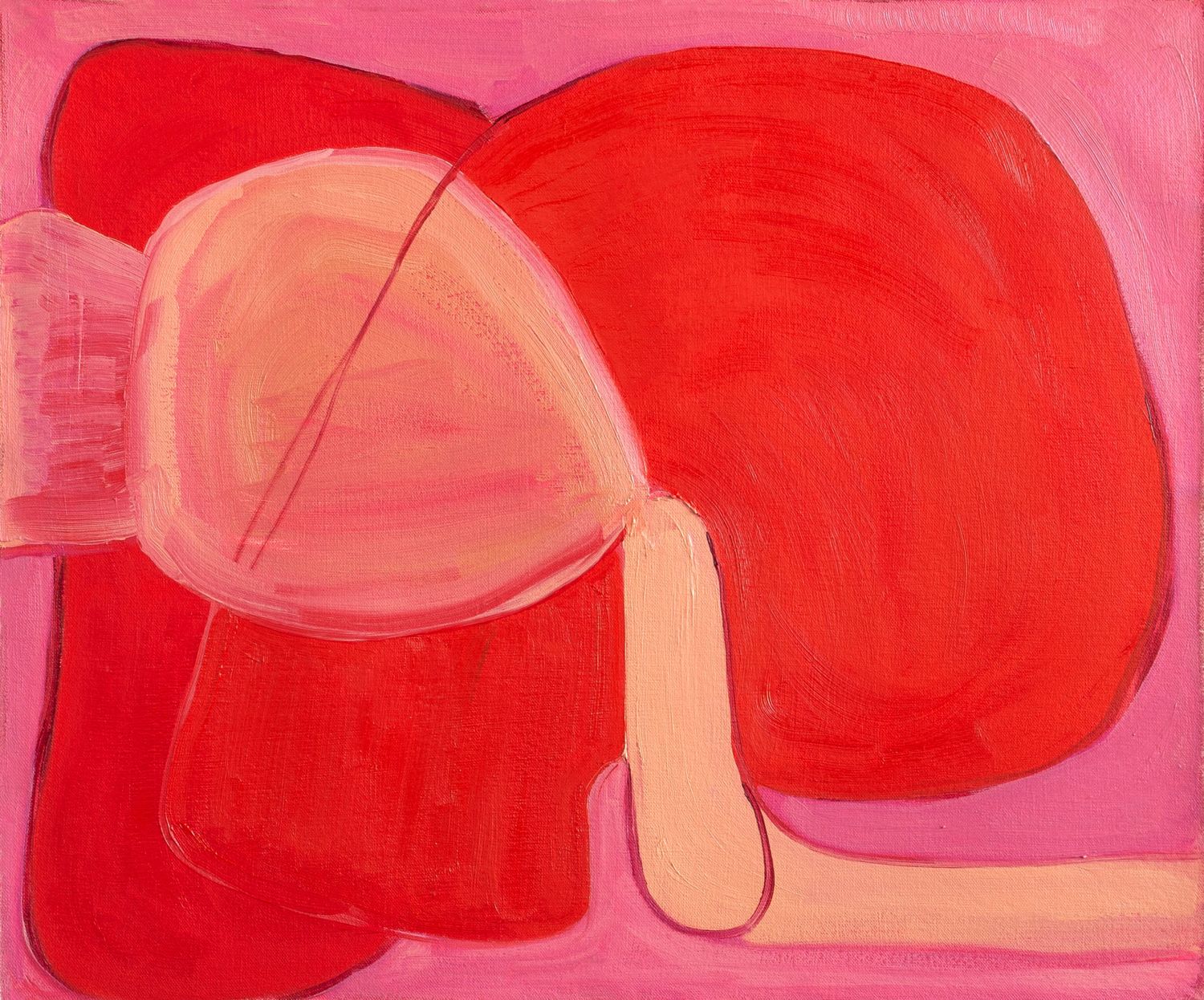 Bright pink and red contemporary abstract painting by New York artist.