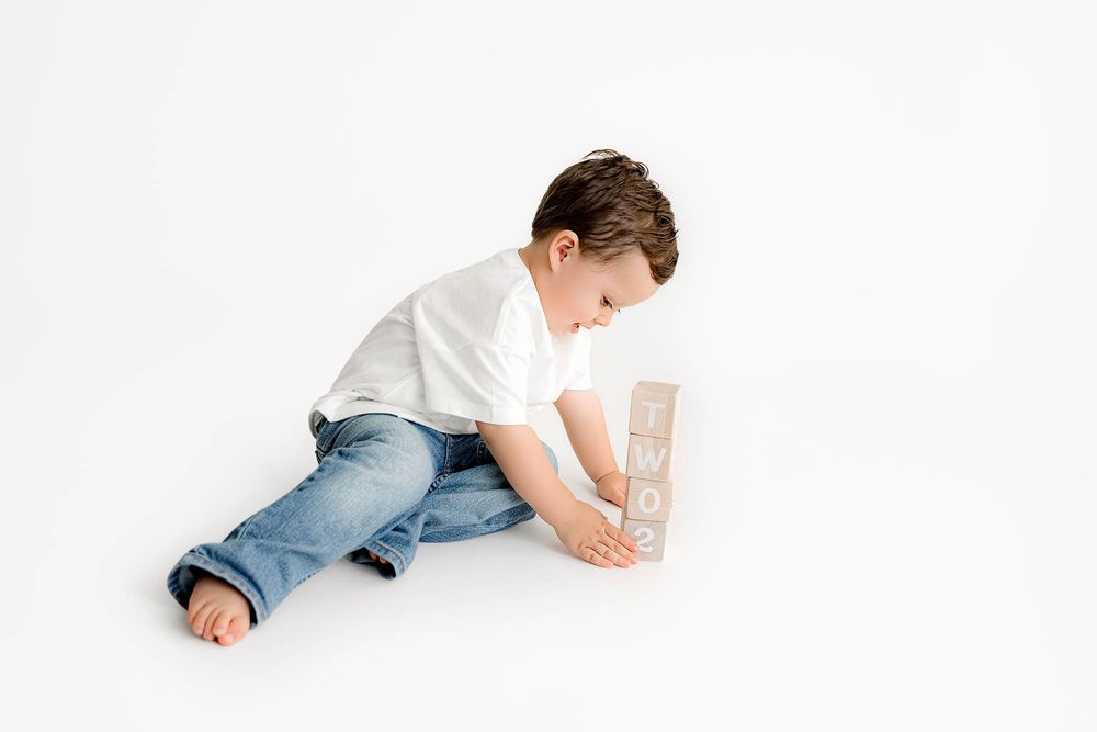 2 year old boy's second birthday pictures.