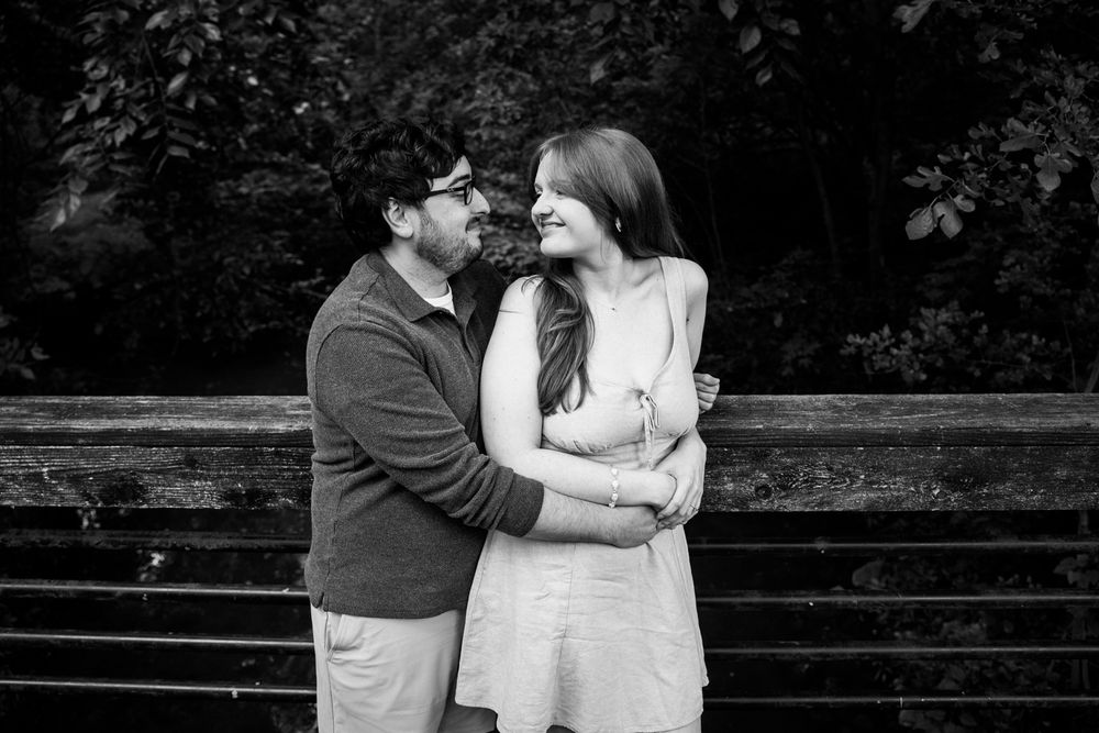 Engagement portrait session in the forest at Runyon Preserve in Lockport, Illinois.