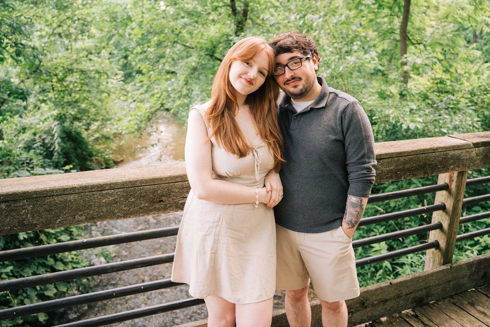 Engagement portrait session in the forest at Runyon Preserve in Lockport, Illinois.