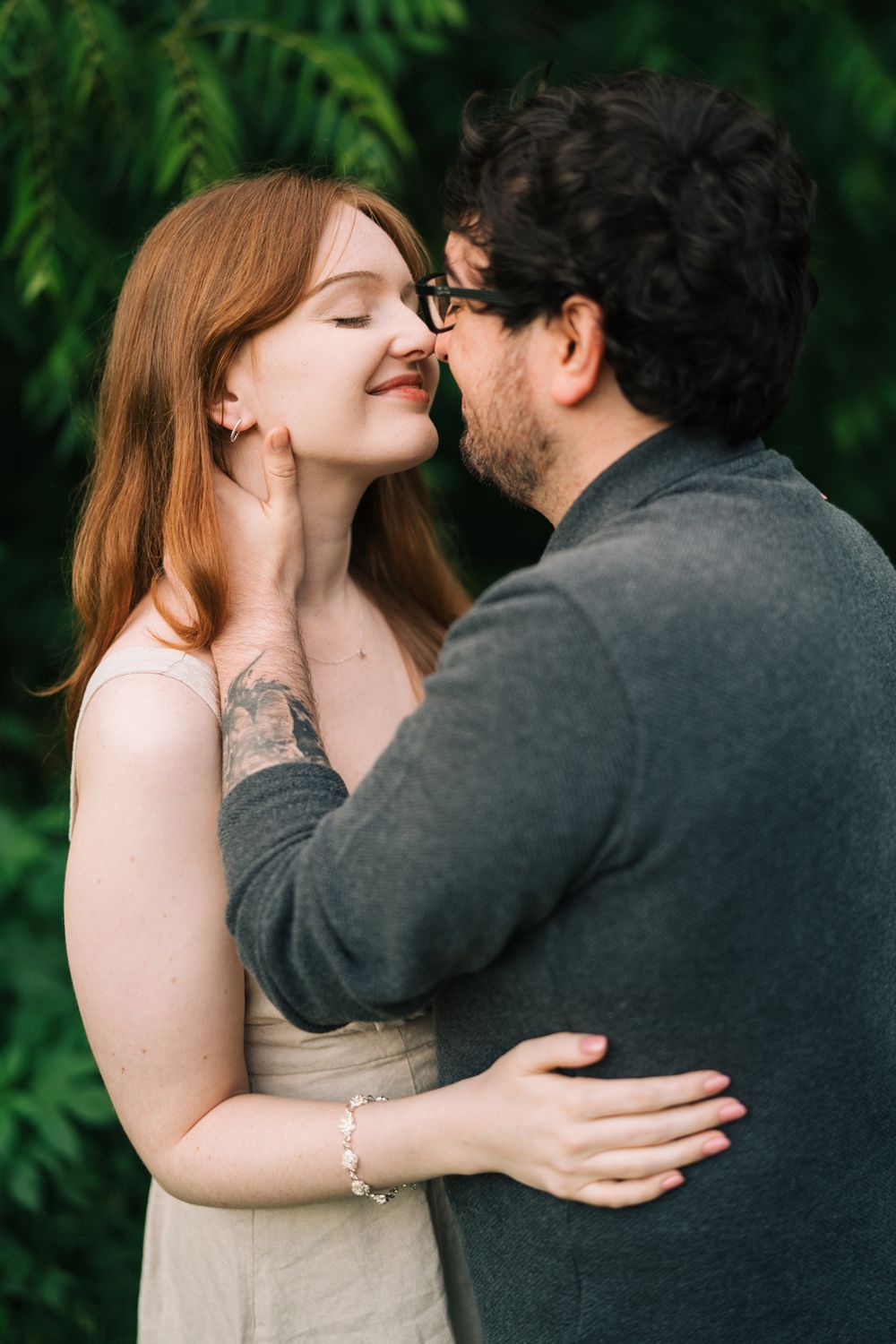 Engagement portrait session in the forest at Runyon Preserve in Lockport, Illinois.