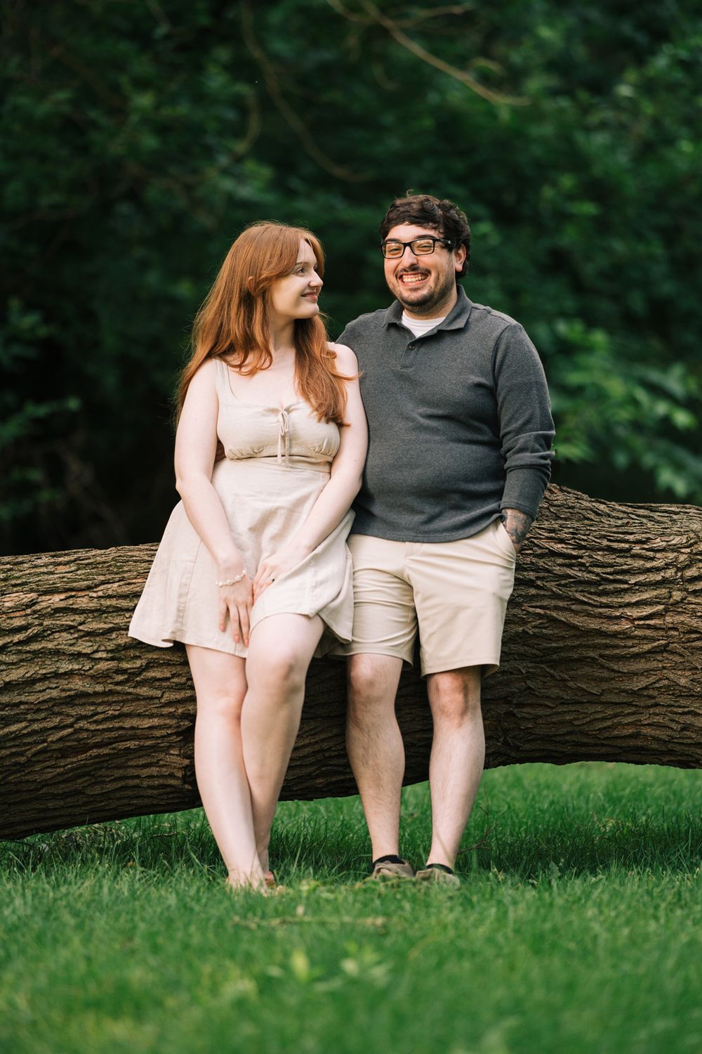 Engagement portrait session in the forest at Runyon Preserve in Lockport, Illinois.