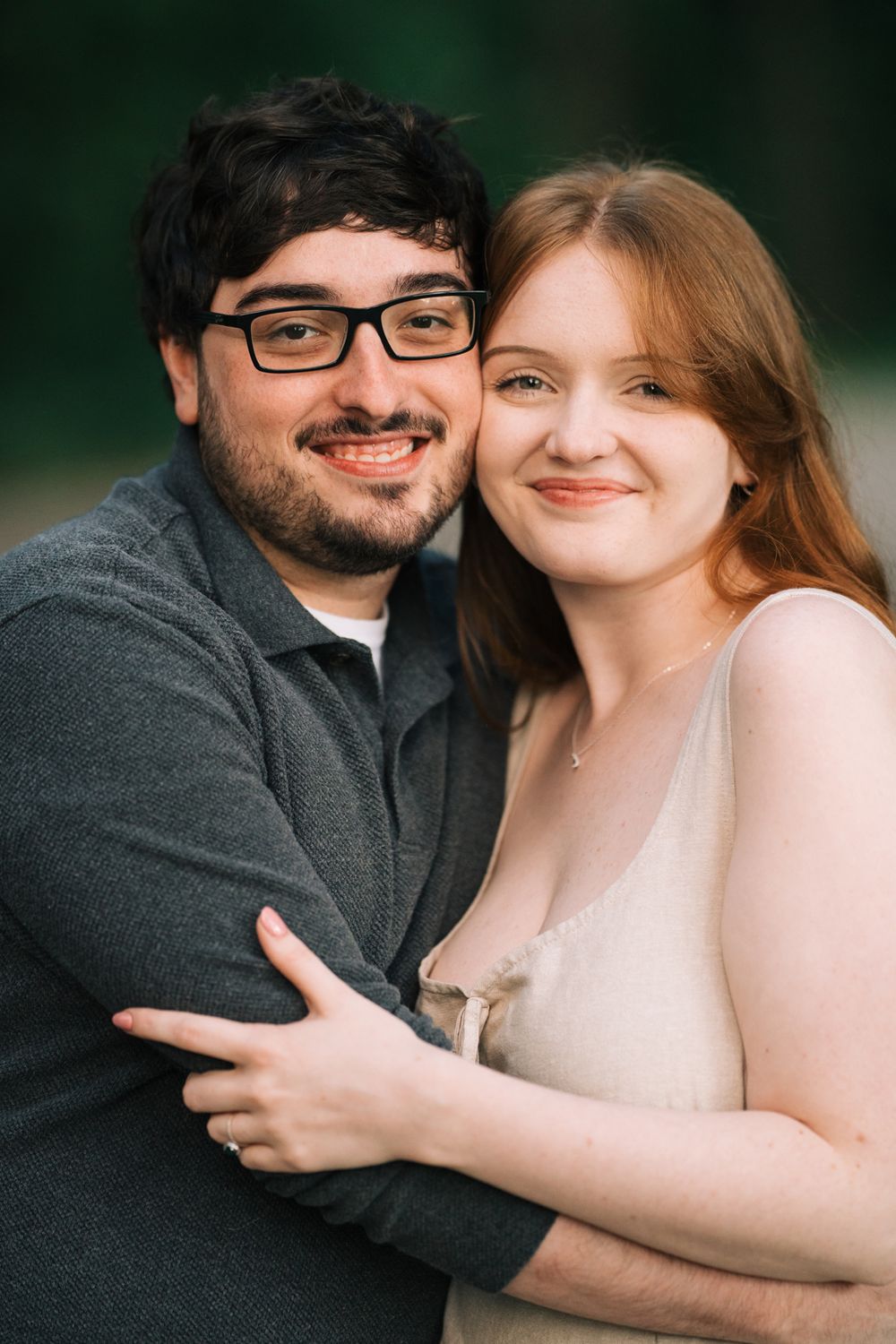 Engagement portrait session in the forest at Runyon Preserve in Lockport, Illinois.