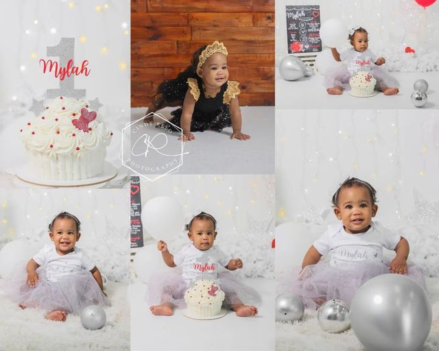 cake smash indoor.  red hearts theme.