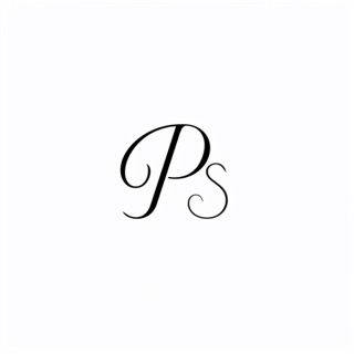 Elegant monogram design with cursive PS letters in black on white background.