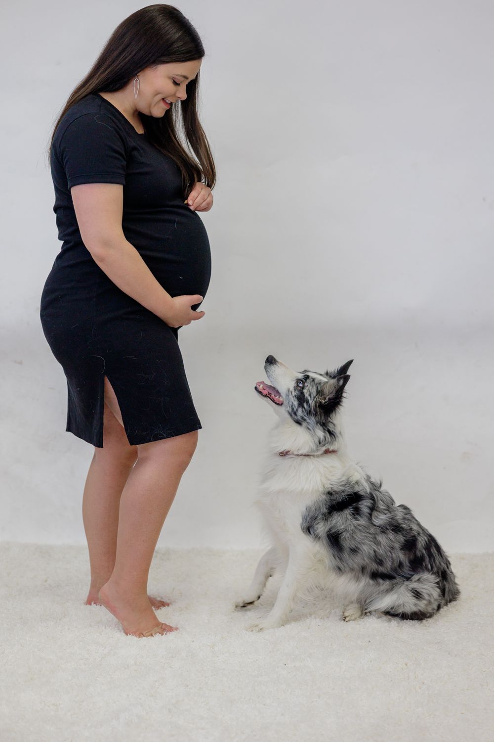 Pregnancy portrait with pup