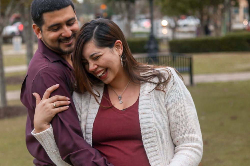 maternity couple session in downtown Woodstock