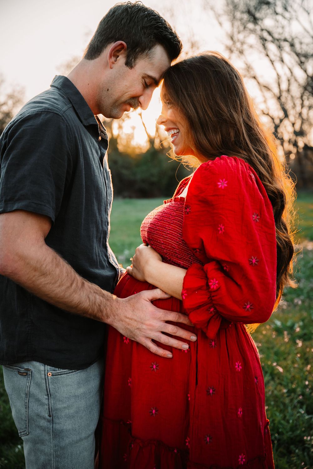 Sunset maternity session in Fort Worth with the expecting parents