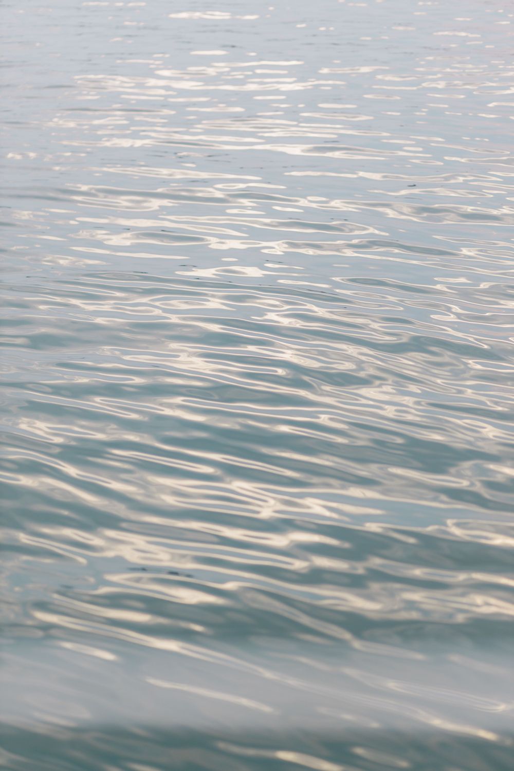 Serene rippling water surface reflecting sunlight with a soft blue hue.
