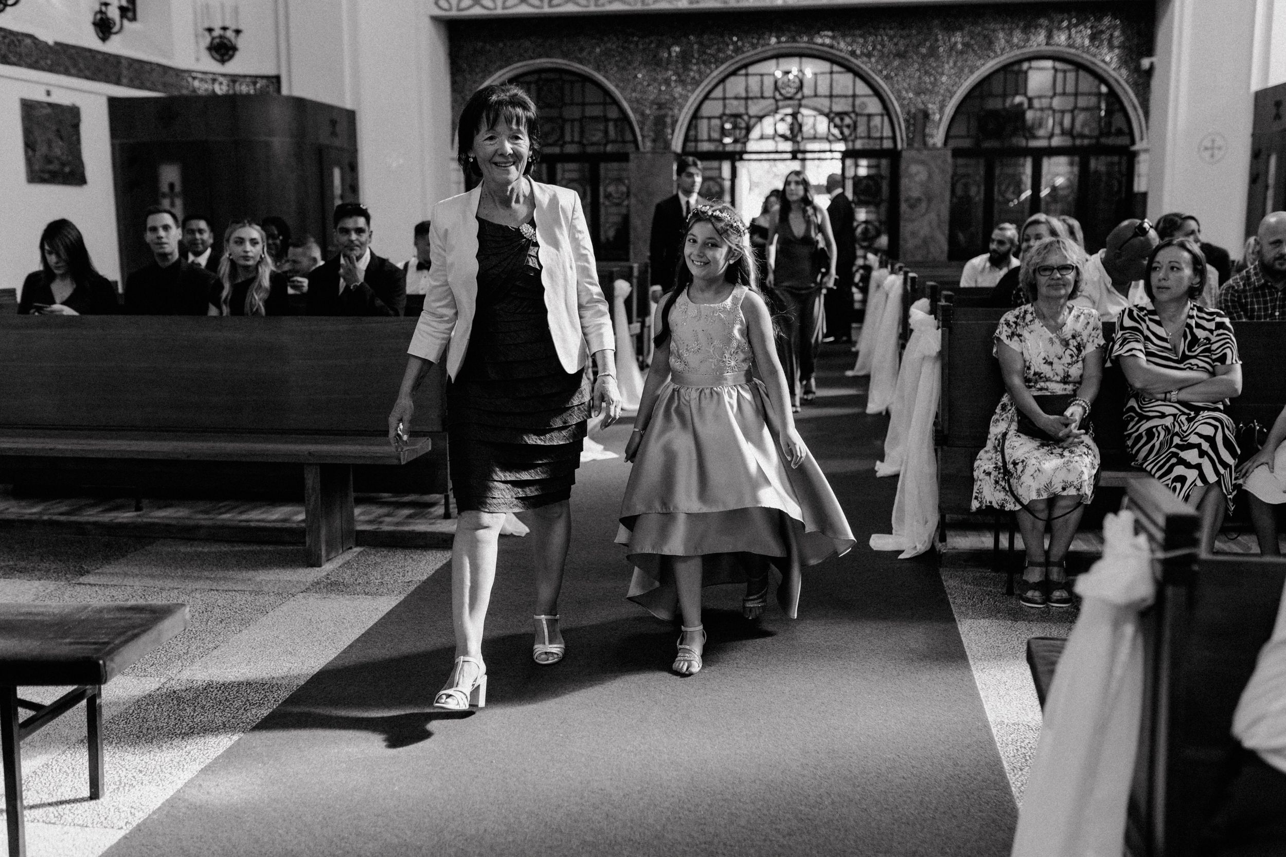 Guests entering the St Petar Church in Zagreb moments before the ceremony begins.