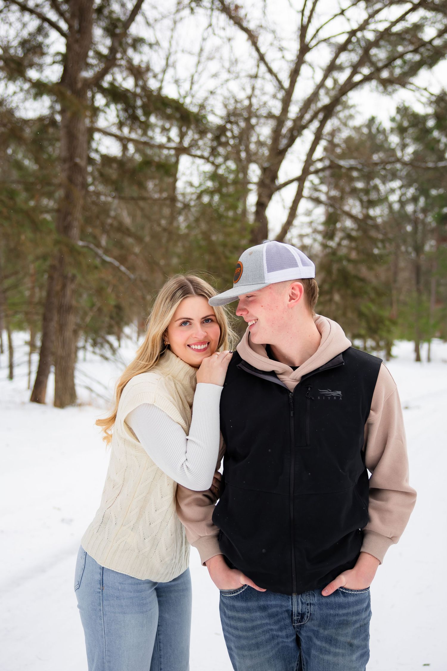 Bemidji couple smiles during engagement session in local state park