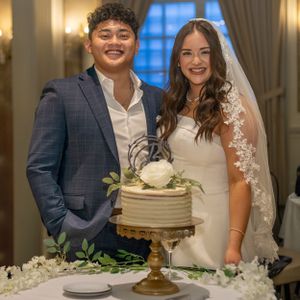 Bride and groom at reception.