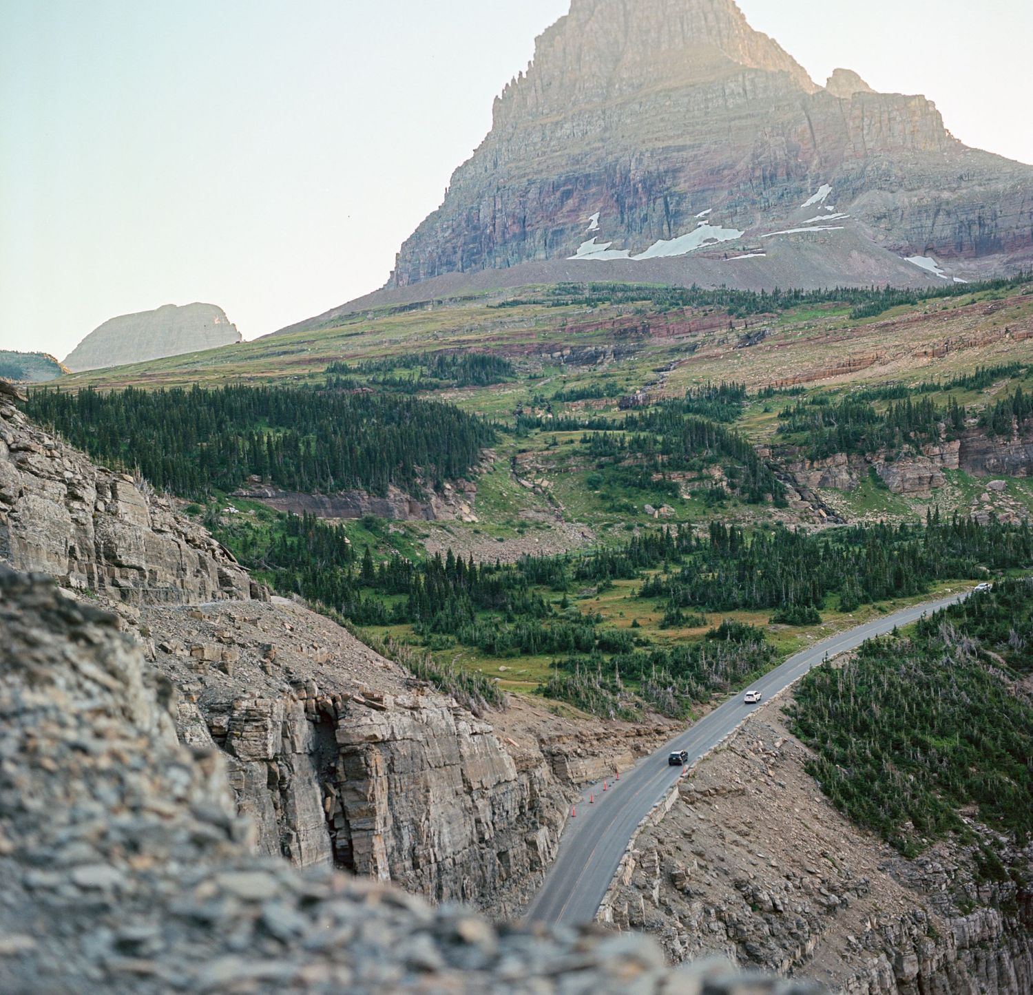 Sunset at Glacier National Park -- Going to the Sun Road. Taken on a medium format film camera.