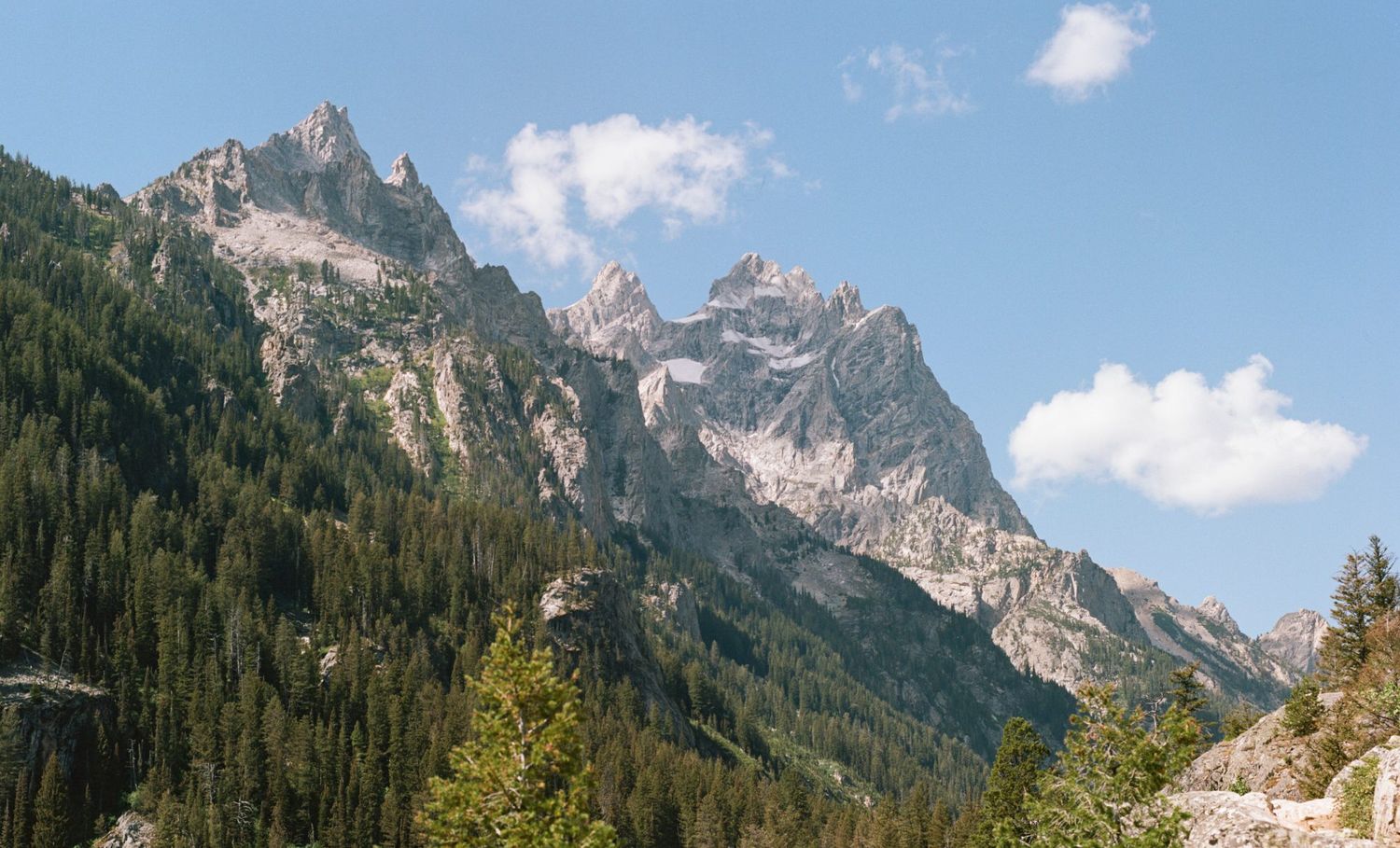 Some of the mountain peaks in the Grand Tetons National Park. Shot on medium format film.