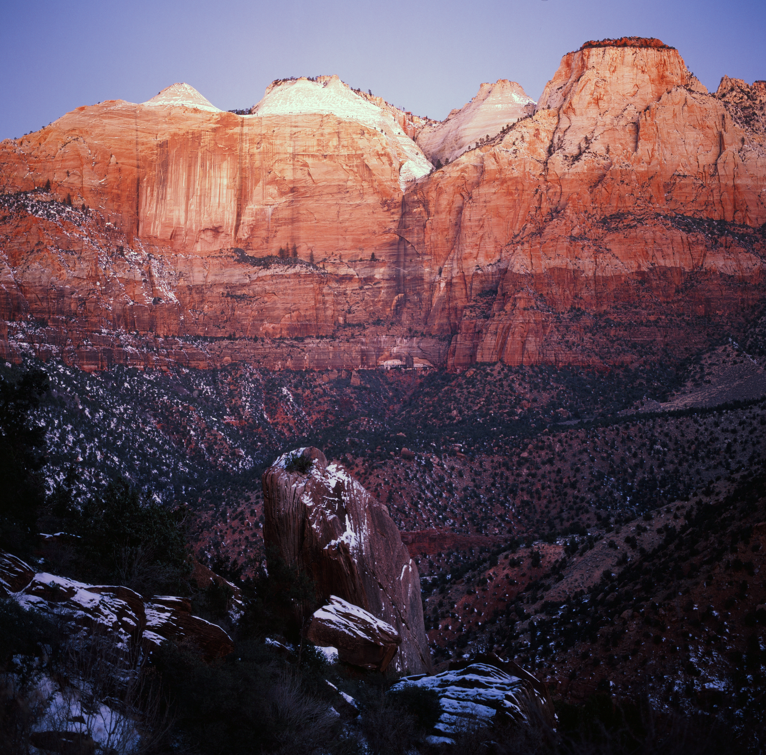 Sunrise at Zion National Park. Shot on medium format film.