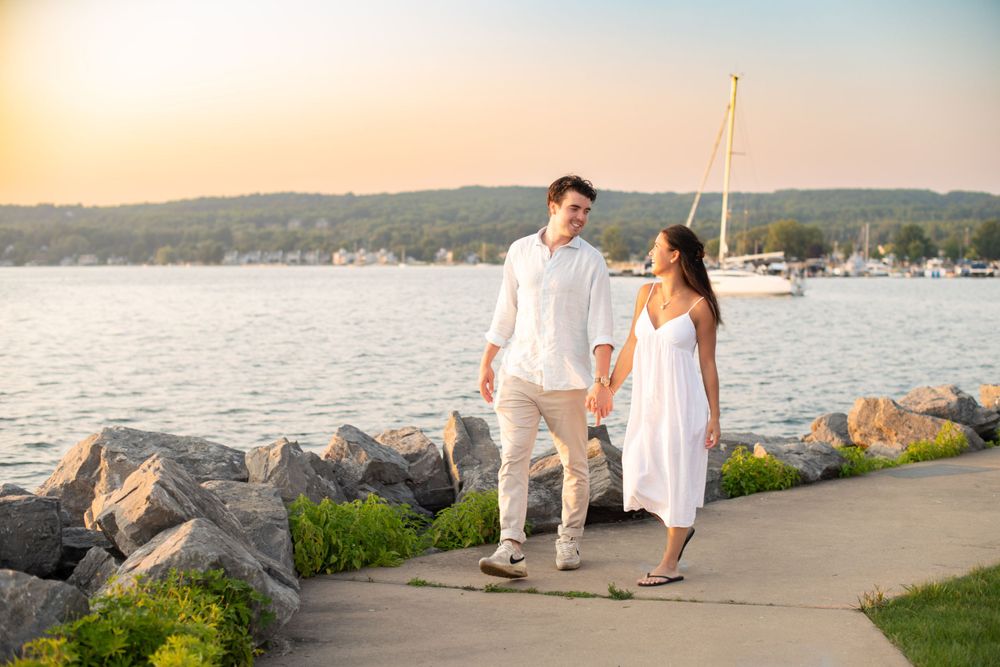 Northern Michigan Boyne City Beach Sunset Couples Photography
