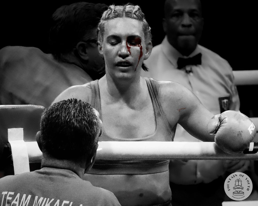 Mikaela Mayer pictured at Top Rank Boxing event at BleauLive Theater inside Fontainebleau Las Vegas in Las Vegas, Nevada.