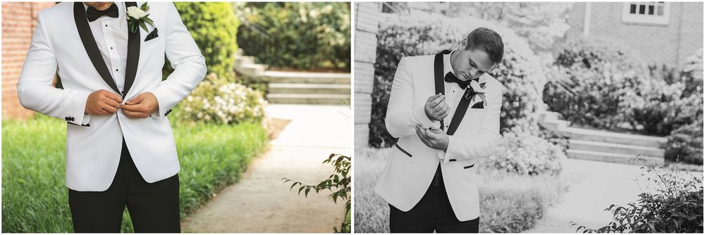 A couple in wedding attire poses together in various romantic outdoor settings.