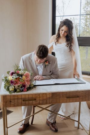 signing of the papers Cidery at 51 Acres wedding photography Moncton photographer New Brunswick wedding packages timeless classic wedding